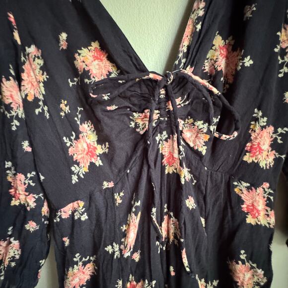 Free People Sea Glass Midi Dress Sweetheart Neckline Handkerchief Hem Boho - Picture 9 of 11